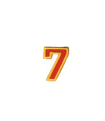 Nažehľovacie vyšívané čísla - sedmička červená výška 3cm